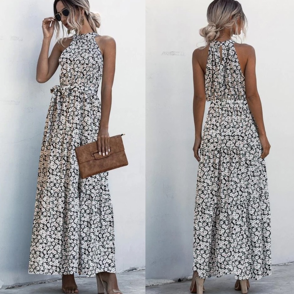 Boho gypsy dot halter maxi dress - Picture 2 of 4